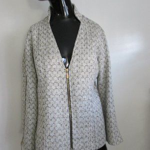 Towowge grey tweed zip front jacket lined jacket
